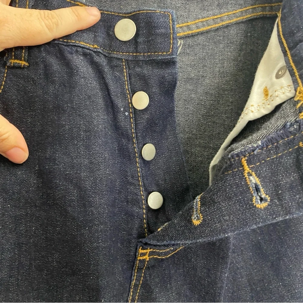 BILLY‎ BLUES VINTAGE 90s Denim Y2K Skirt Dark Wash Jeans Midi Sz 8 Button Fly